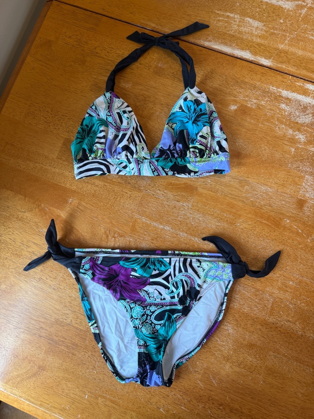 Skye Paisley Bikini in White, Purple & Teal